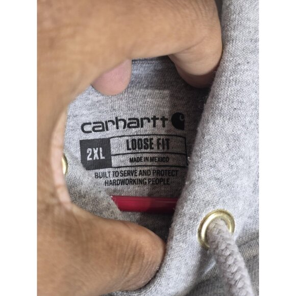 Carhartt Hoodie Mens 2XL Gray Loose Fit Pullover Arnold Silver Stains Workwear - Picture 3 of 9